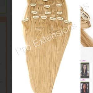 REMY 220 grams clip in blonde extensions